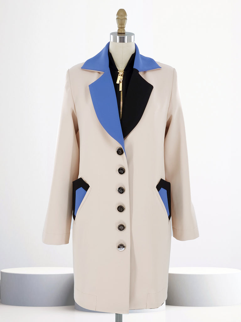 Colorplay Two-Tone Lapel Coat