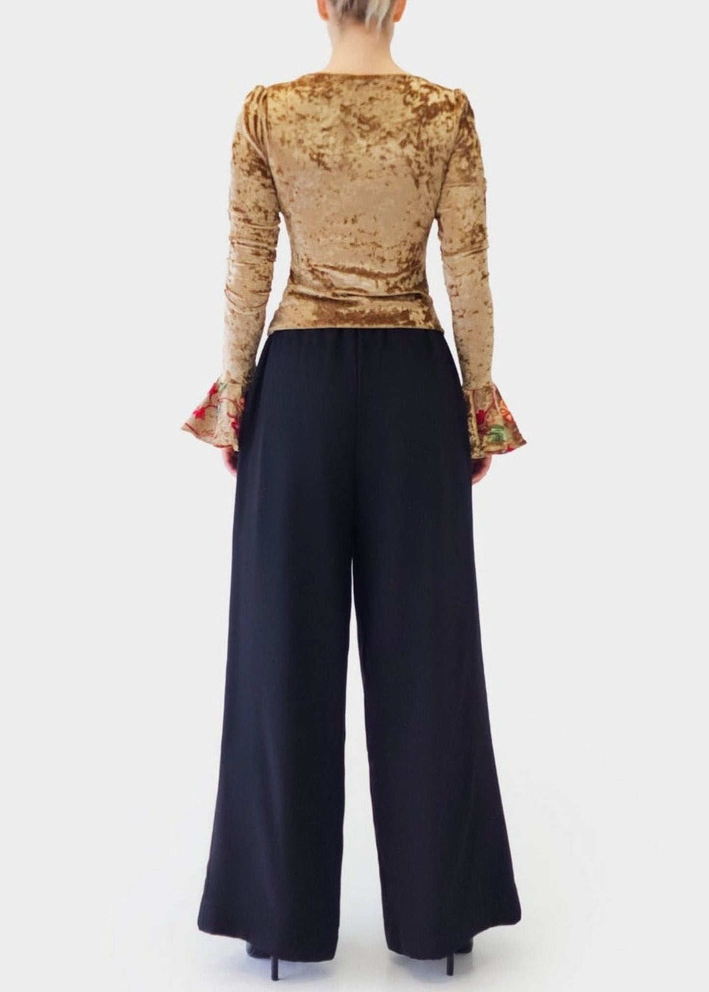 Tailored Waist Pleated Palazzo Pants - EB and Vory